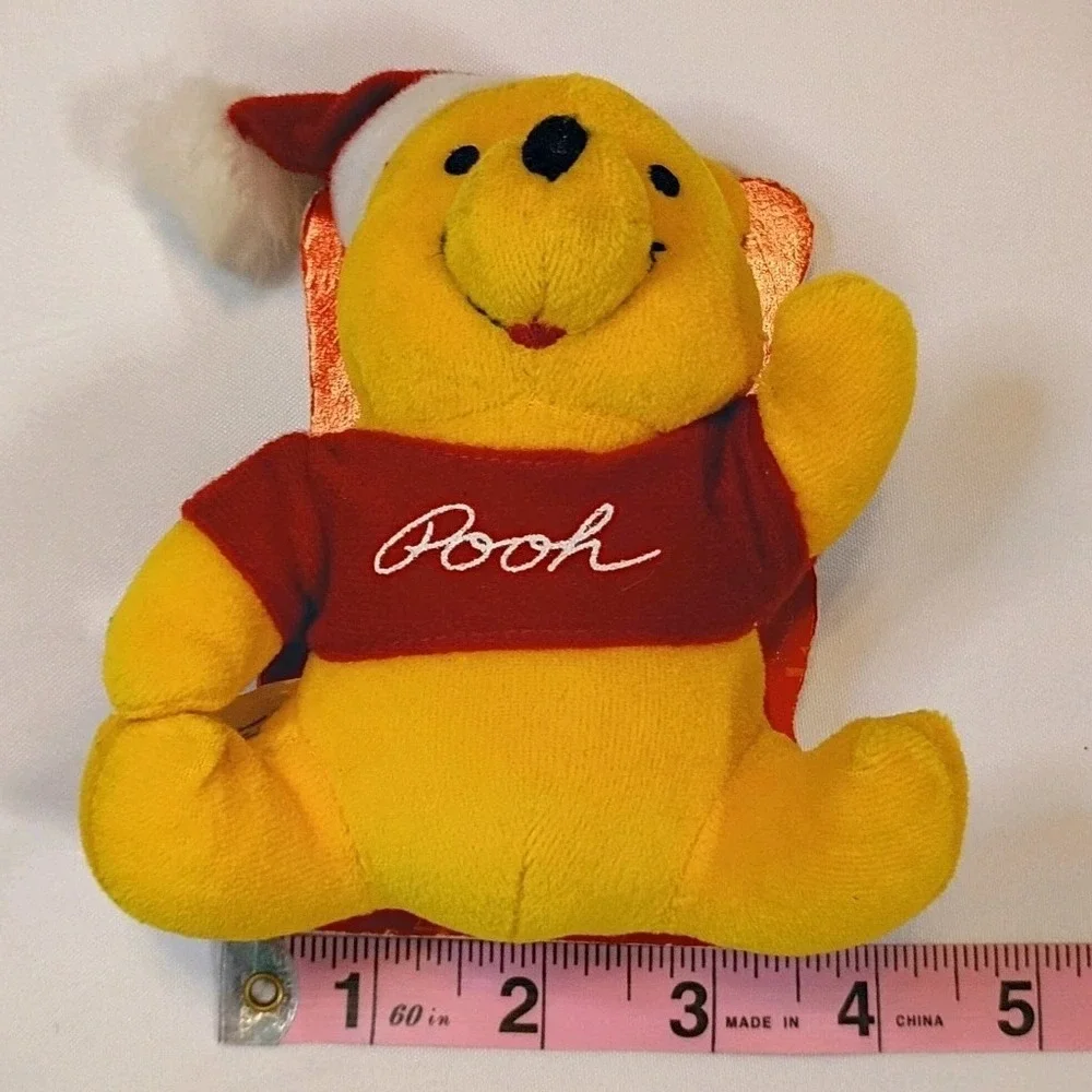 Vintage Disney Winnie the Pooh Christmas Friendly Tales Santa Plush & Book 90s‎